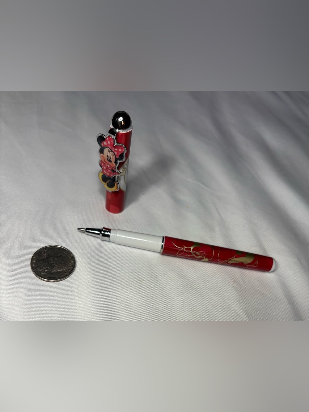 New Minnie Mouse Red Decorative Rollerball Pen with Charm Cap